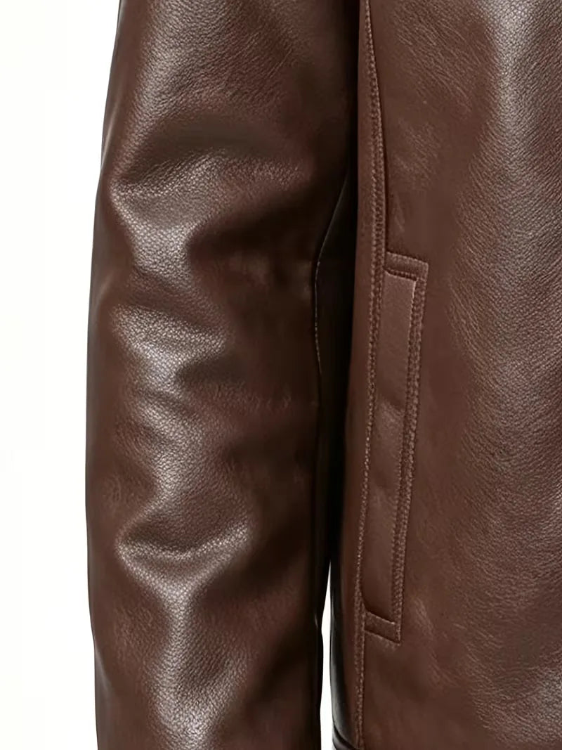 Leren jasje met plush lining