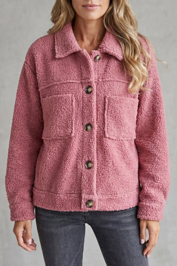 Fleece jas met knopen en zakken