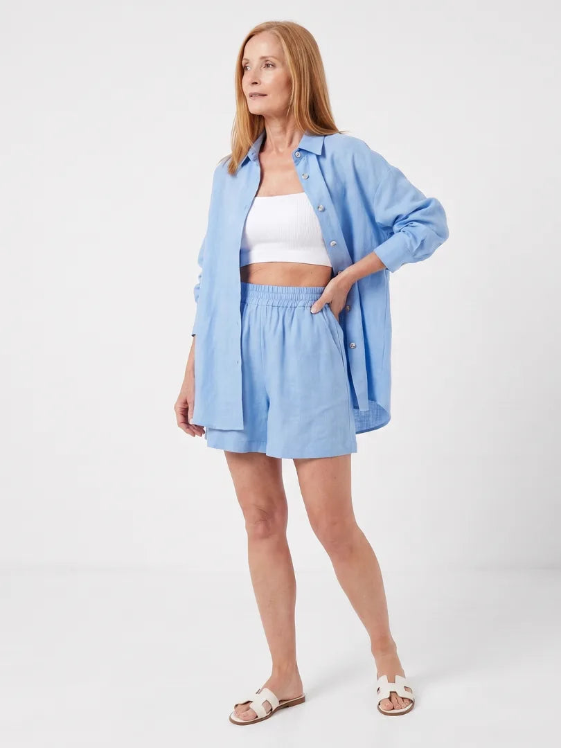 Cropped camisole met open-front shirt