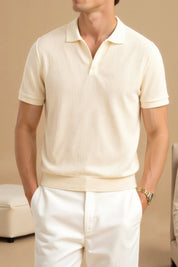 Stijlvolle Heren Polo T-shirt van Wol met Structuur