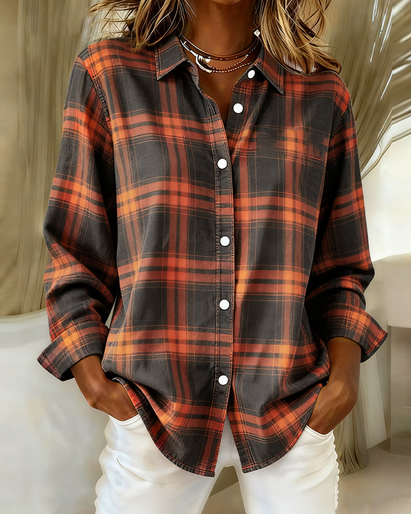 Checked Shirt with Collar & Long Sleeves