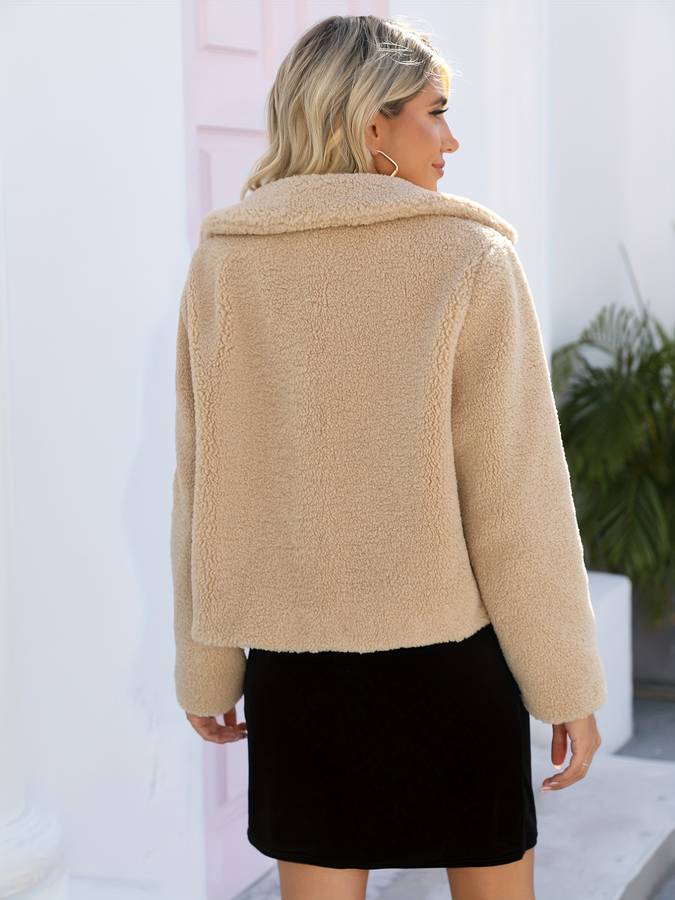 Zoey | Stijlvolle en warme beige winter teddy jas