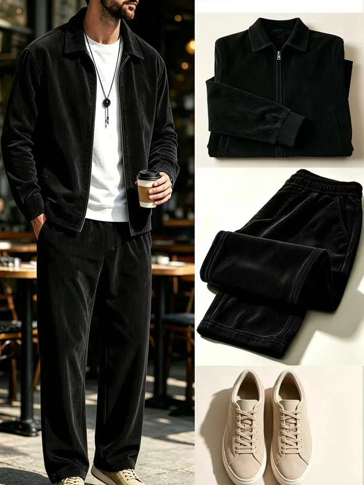 Lounge set met corduroy jacket