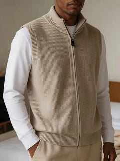 Knit vest met mock neckline