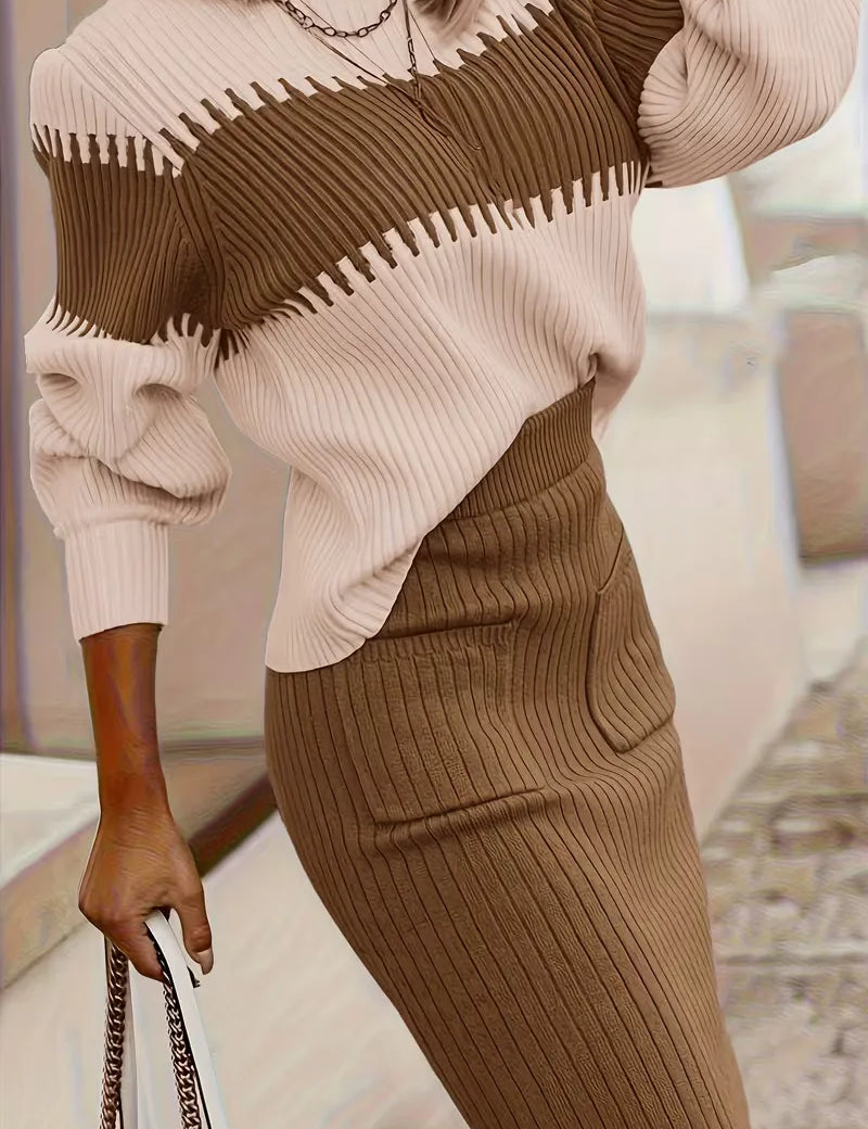 Tweedelige set met ribbed textuur