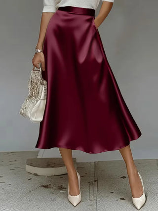 Satijnen rok met hoge taille