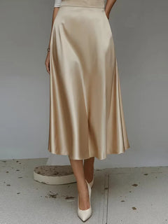 Satijnen rok met hoge taille