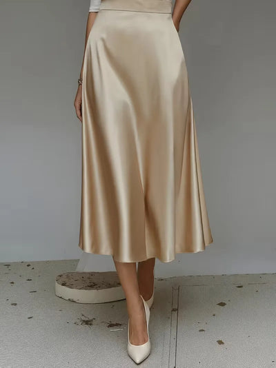 Satijnen rok met hoge taille