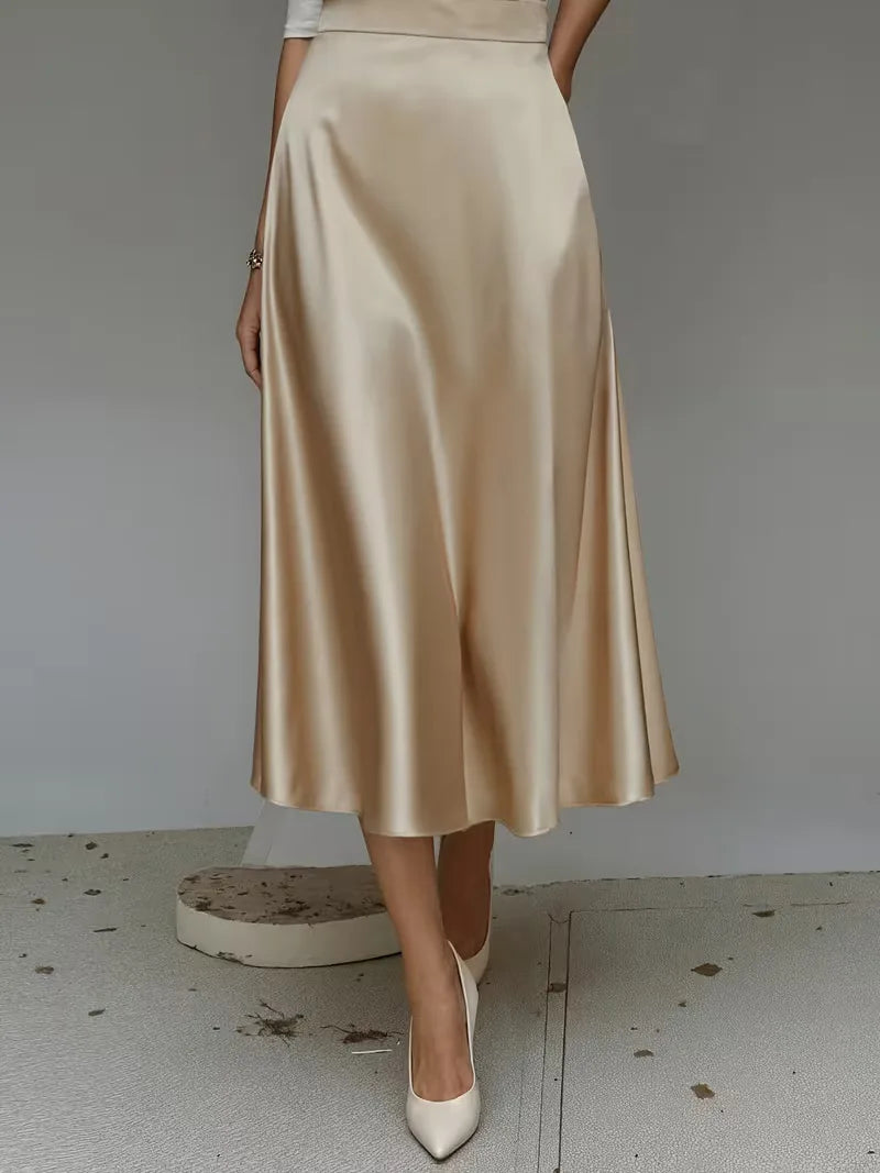 Satijnen rok met hoge taille