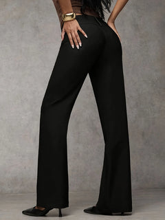 Zwarte wijde broek met knopen