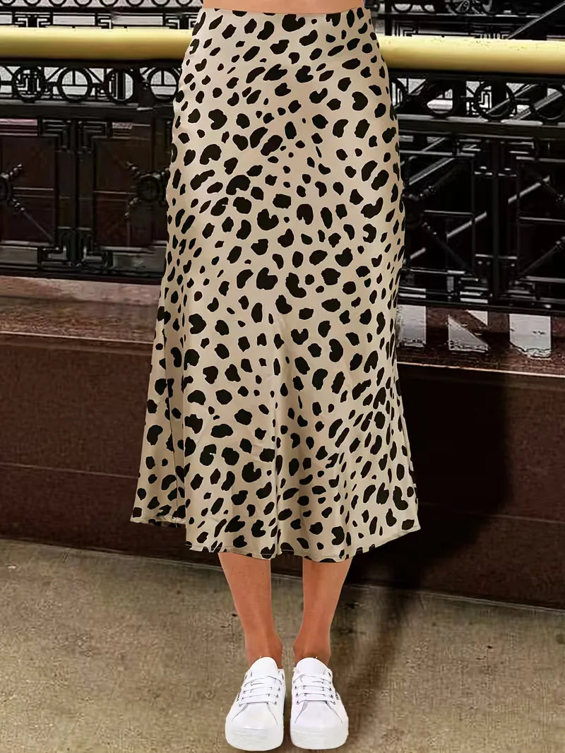 Satijnen rok met luipaardprint