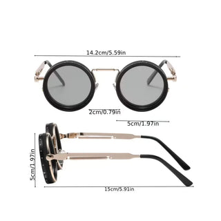 Ronde zonnebril met steampunk design