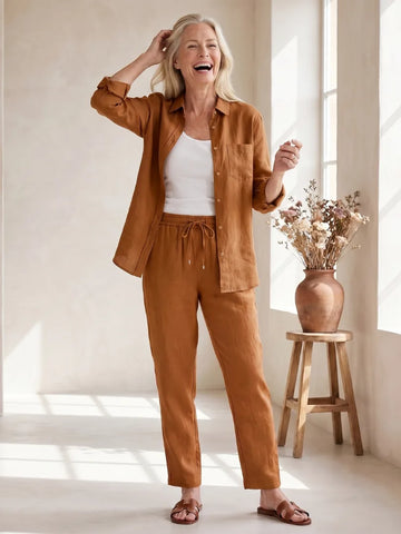 Set met blouse en tapered broek