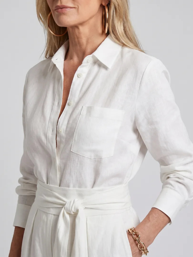 Jumpsuit met ceintuur en wijde pijpen