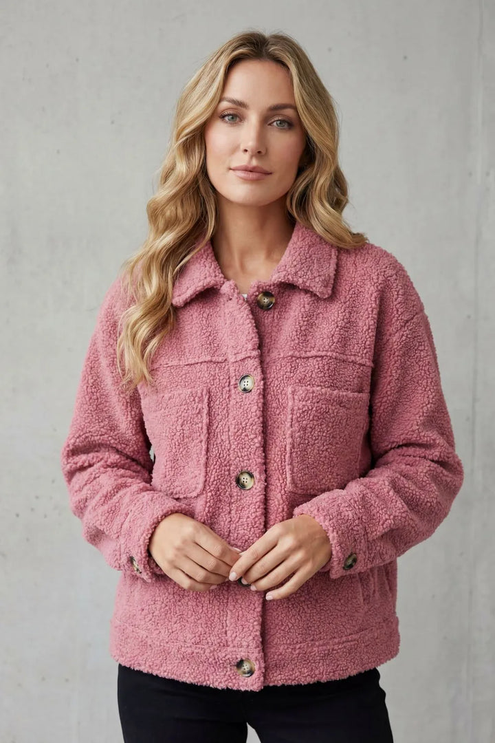 Fleece jas met knopen en zakken