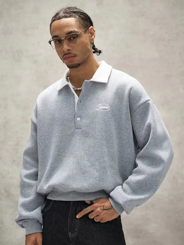 Oversized sweatshirt met polo kraag