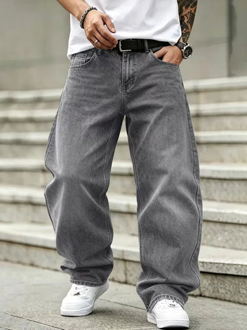 Loose fit jeans met meerdere zakken