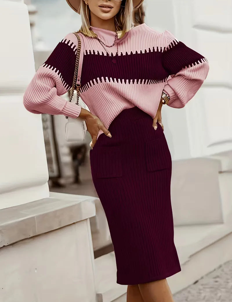 Tweedelige set met ribbed textuur