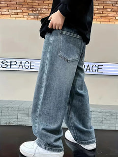 Loose fit jeans met wide leg