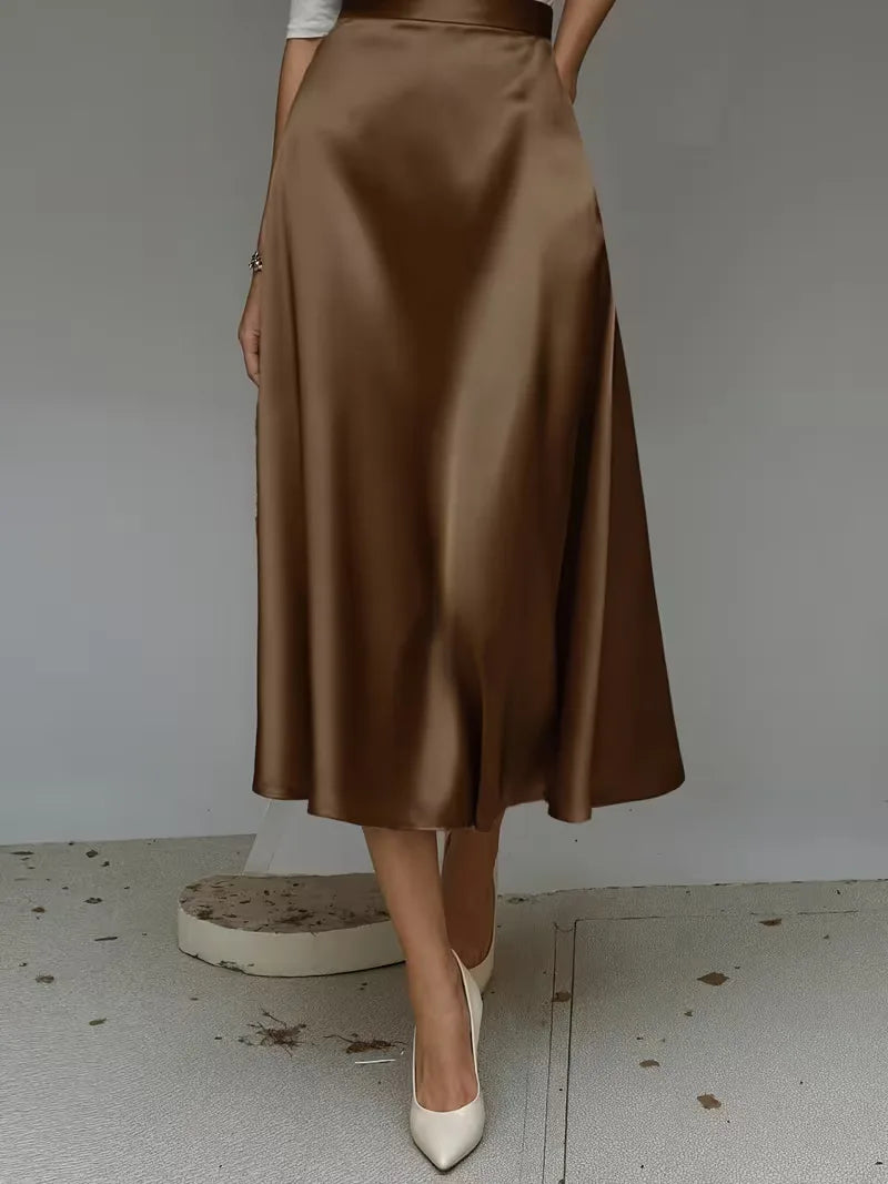 Satijnen rok met hoge taille