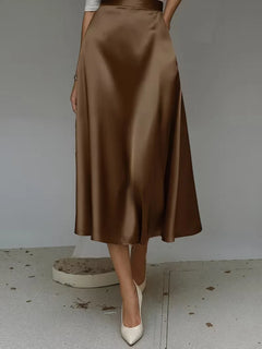 Satijnen rok met hoge taille
