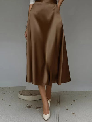 Satijnen rok met hoge taille