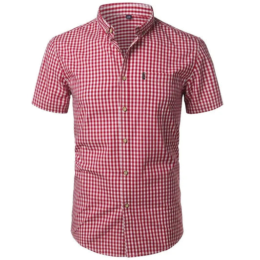 Korte mouw overhemd met blauw checkered patroon