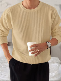 Trui met ribbelstructuur en crew neckline