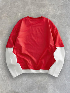 T-shirt met plaid patchwork mouwen