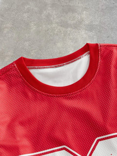 T-shirt met plaid patchwork mouwen