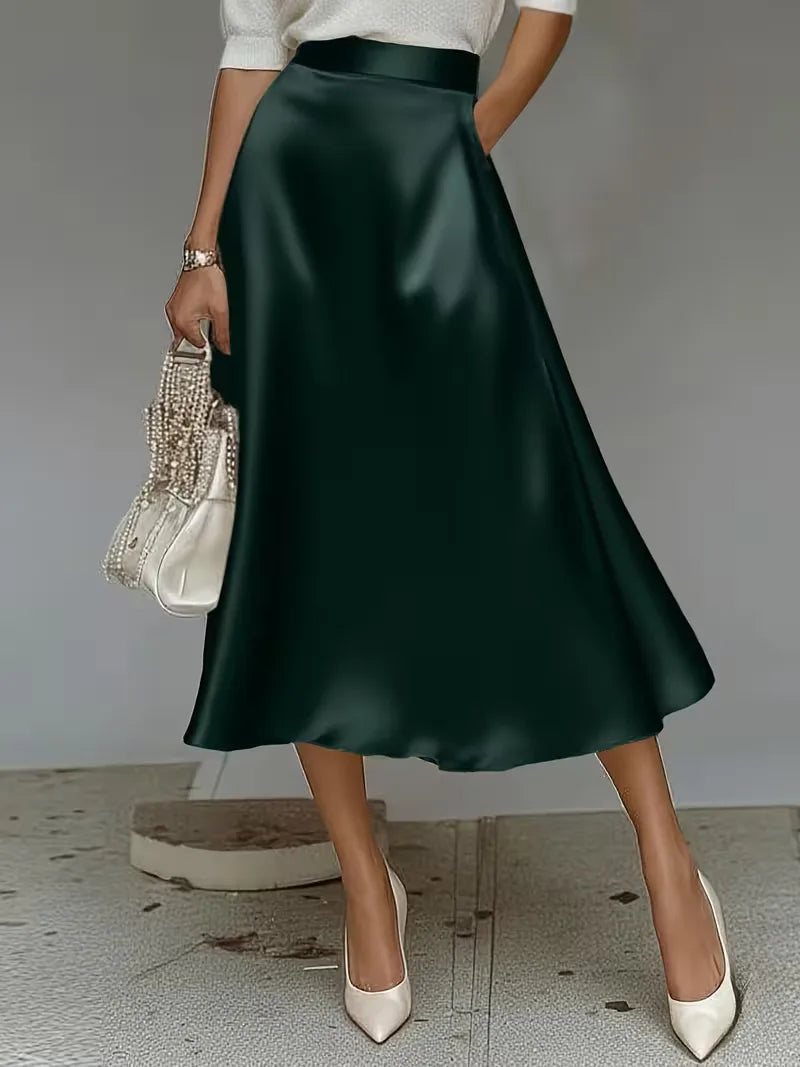 Satijnen rok met hoge taille