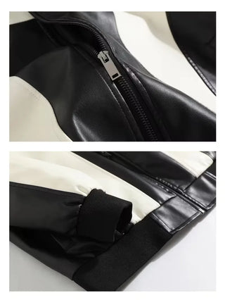 Leren jassen met color block patroon