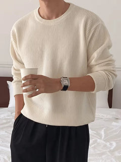Trui met ribbelstructuur en crew neckline