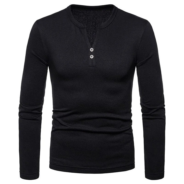 Longsleeve met V-hals en knoopdetails