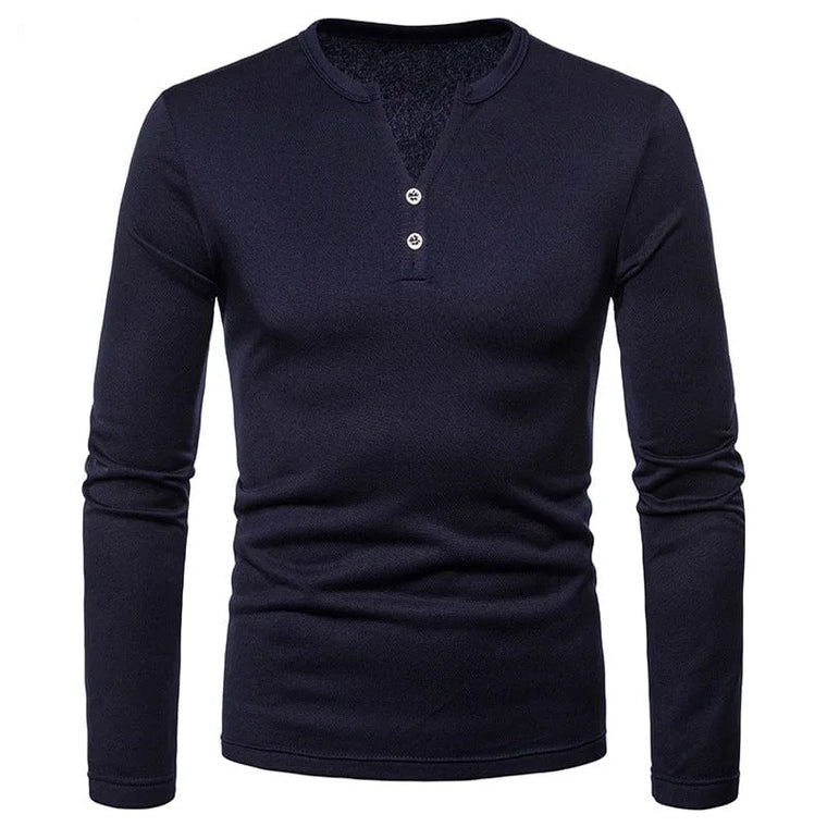 Longsleeve met V-hals en knoopdetails