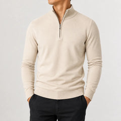 Zip-up trui met mock neckline