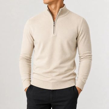 Zip-up trui met mock neckline