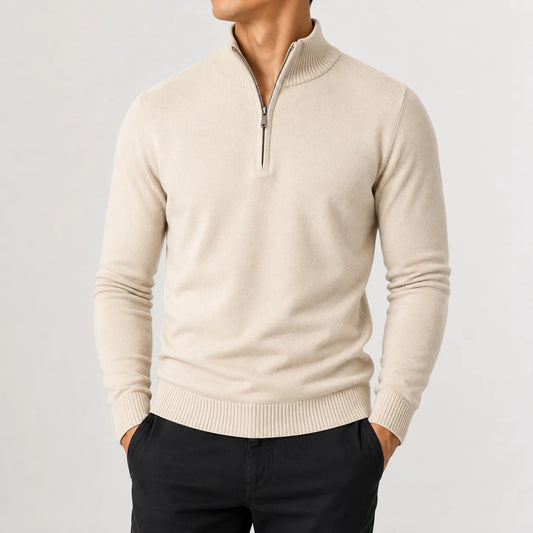 Zip-up trui met mock neckline