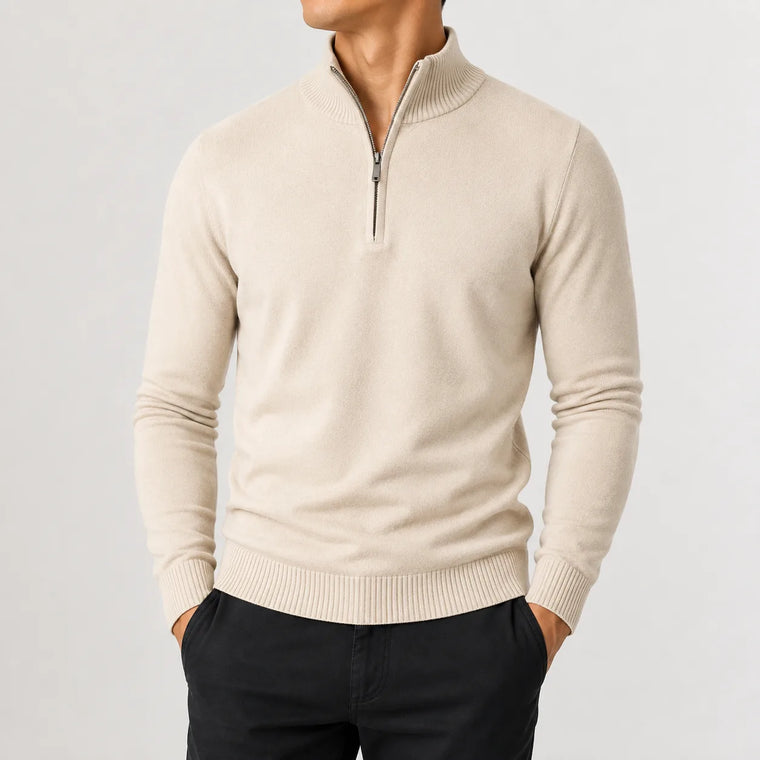 Zip-up trui met mock neckline