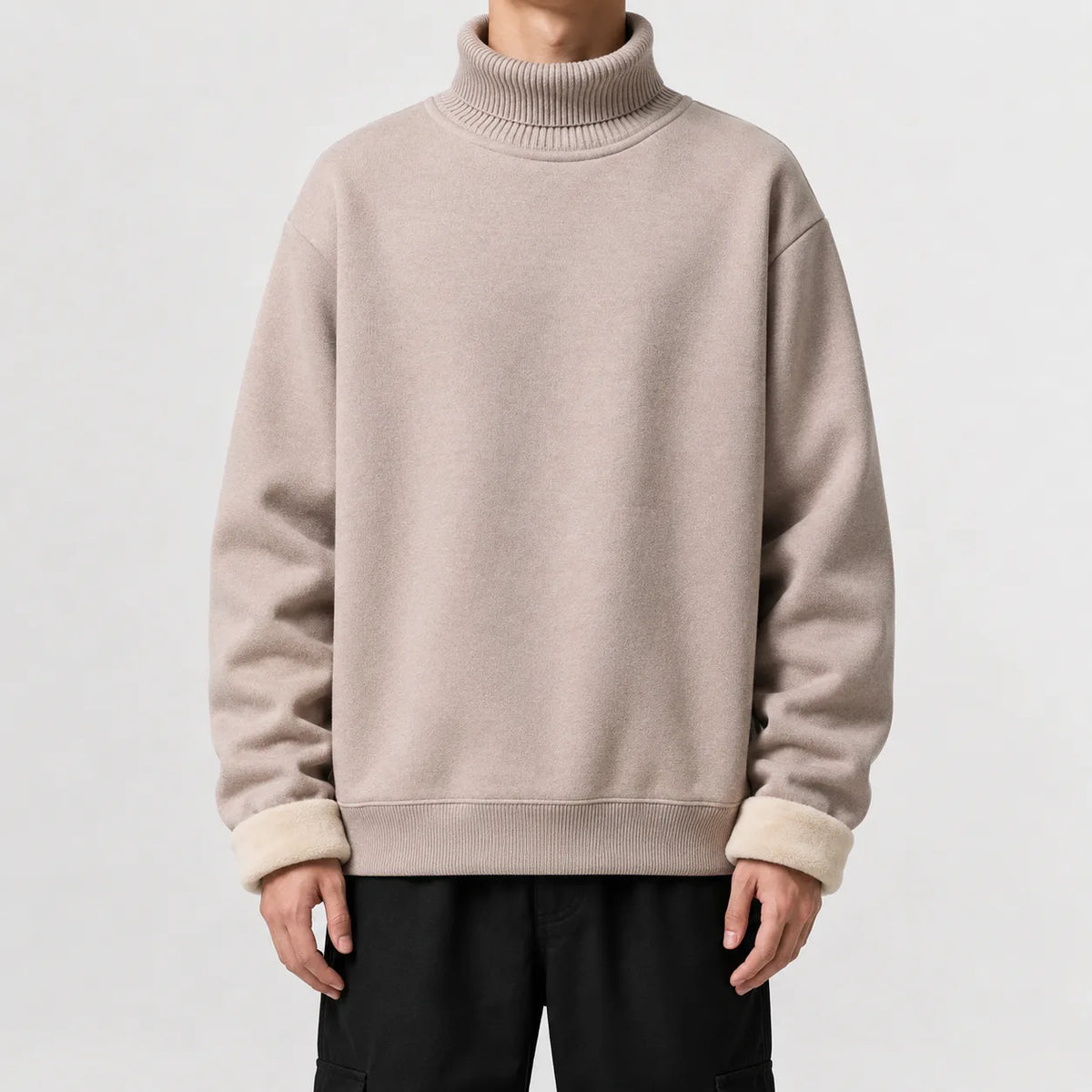 Fleece-lined trui met turtle neckline