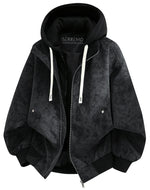 Oversized bomberjack met fleece hood
