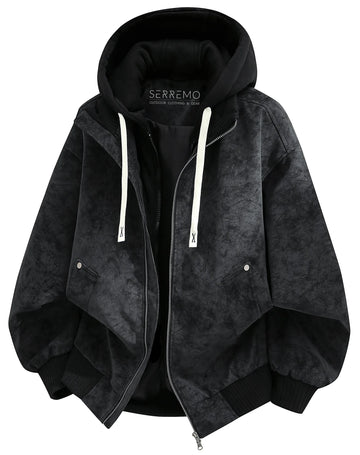 Oversized bomberjack met fleece hood