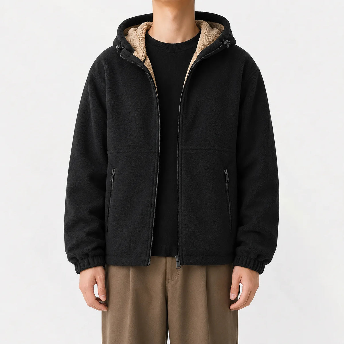Hoodie met fleece en rits