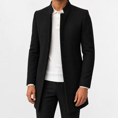Slim fit trenchcoat met mandarin kraag