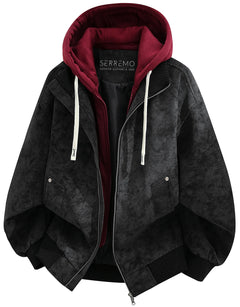 Oversized bomberjack met fleece hood