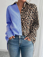 Blouse met colorblock ontwerp en lange mouwen