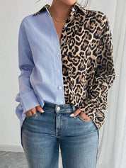 Blouse met colorblock ontwerp en lange mouwen