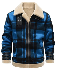 Bomberjack met plaid en faux shearling