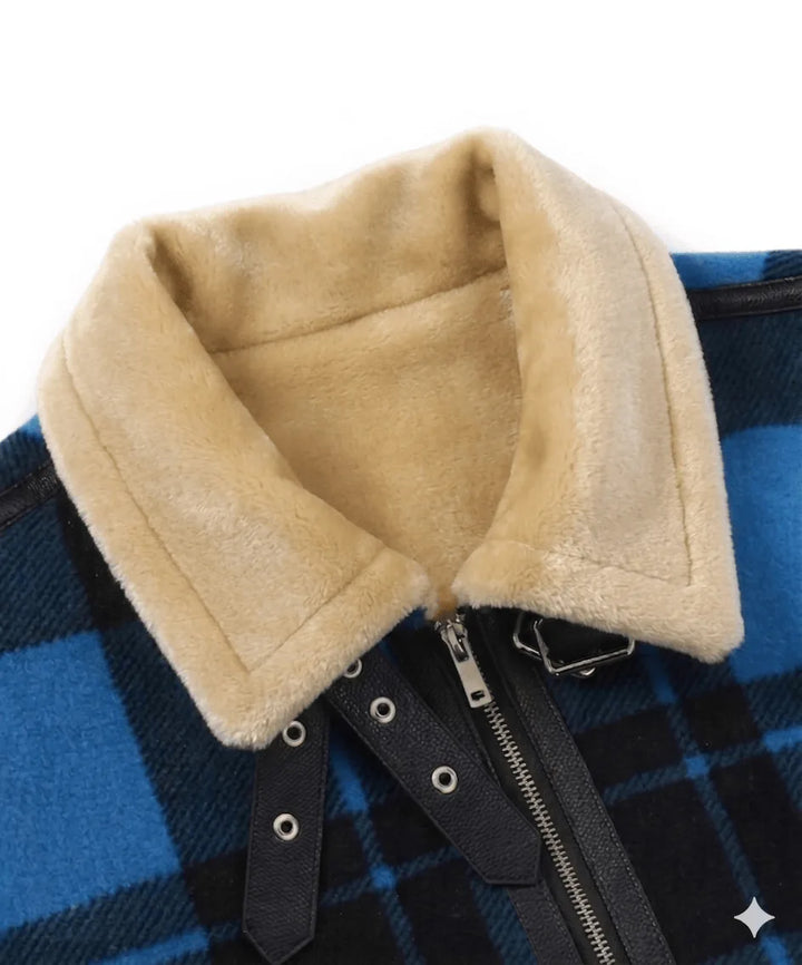 Bomberjack met plaid en faux shearling