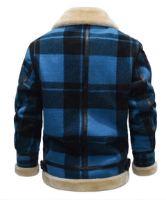 Bomberjack met plaid en faux shearling